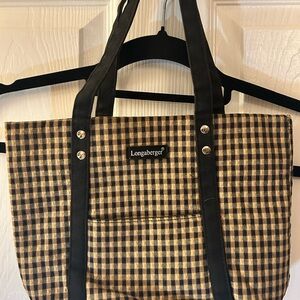Longaberger Plaid Tote Bag - Black and Tan sku193